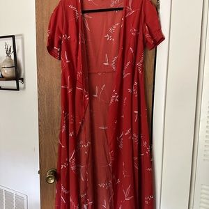 Burnt red wrap midi dress- V neck
